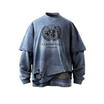 5689525260204,5689525260203,5689525260205, Talking Club Distressed Double-Layer Long-Sleeve T-Shirt