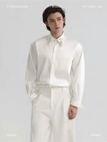 Tassel Collar Loose Satin Long-Sleeve Shirt 1