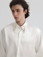 Tassel Collar Loose Satin Long-Sleeve Shirt 4