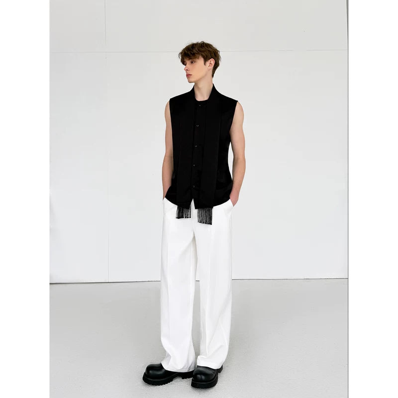 Tassel Trim Satin Sleeveless Vest 3
