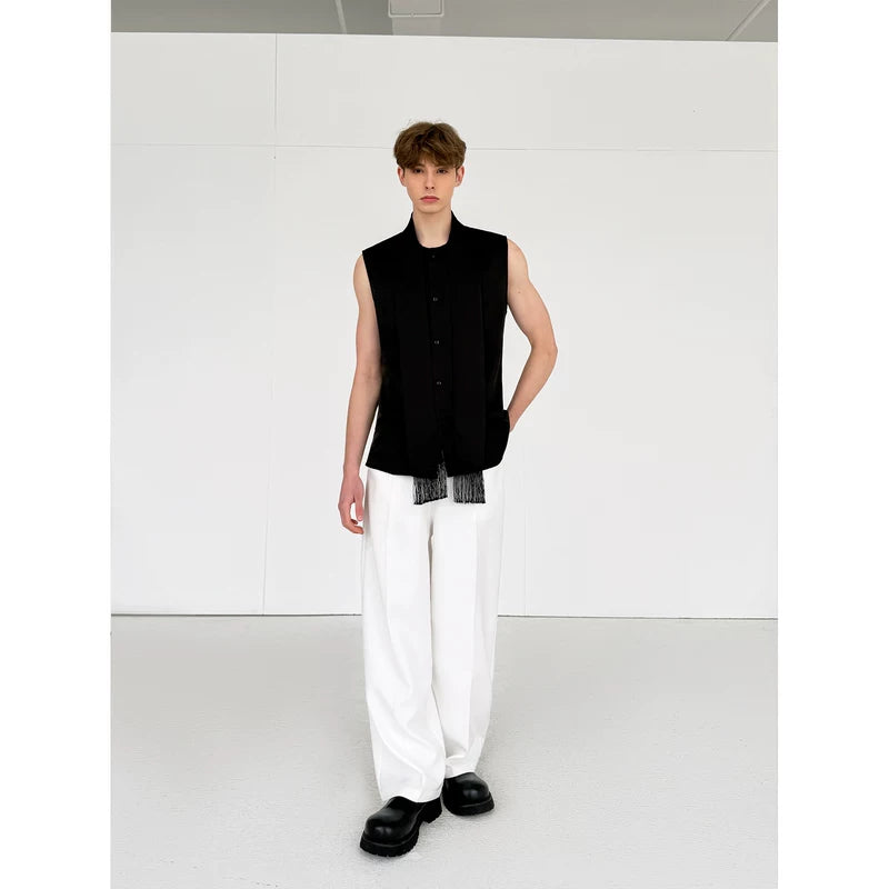 Tassel Trim Satin Sleeveless Vest 4