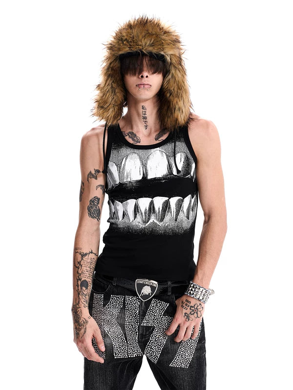Teeth Print Slim Fit Sleeveless Top 1