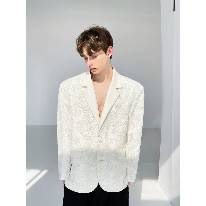 Textured 3D Embroidered Suit Jacket 3