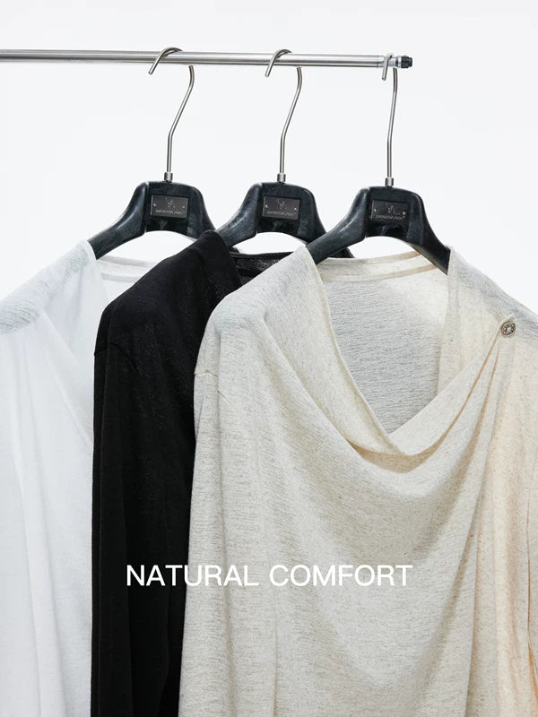 Textured Asymmetric Button Long-Sleeve Shirt 3