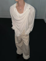 Textured Asymmetric Button Long-Sleeve Shirt 5