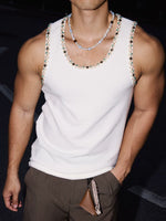 Textured Beaded Trim Sleeveless Vest 3