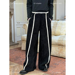 Textured Chenille Wide-Leg Stripe Pants 1