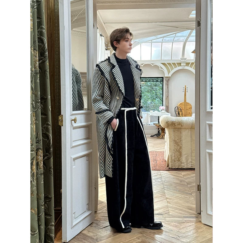 Textured Chenille Wide-Leg Stripe Pants 2