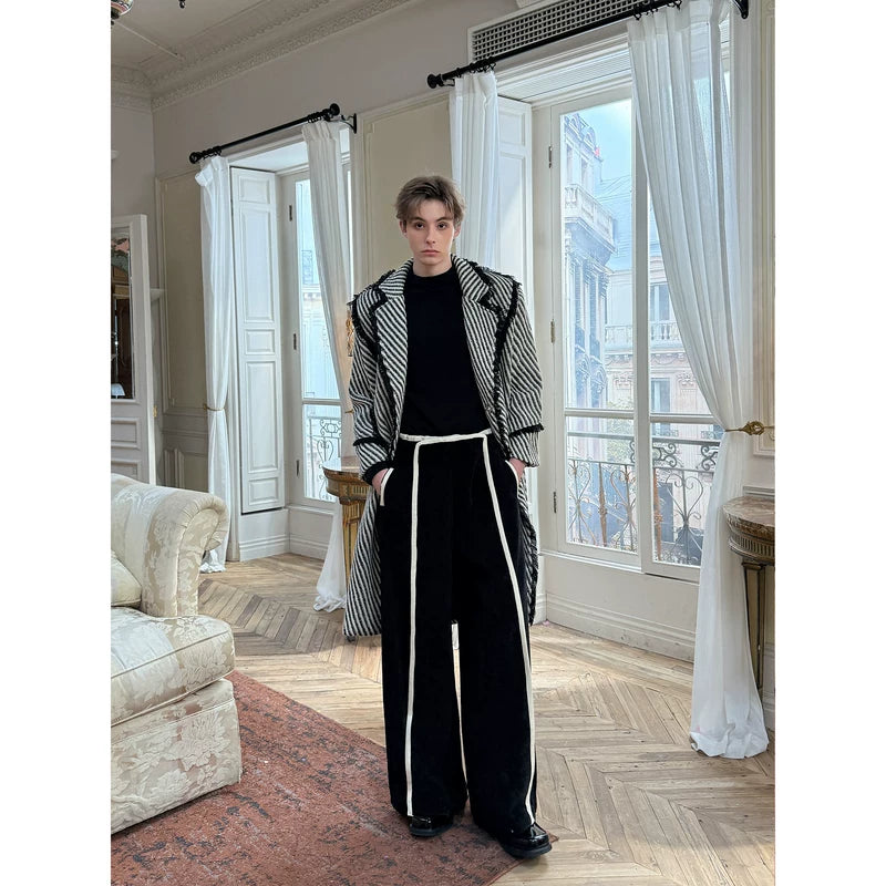 Textured Chenille Wide-Leg Stripe Pants 4