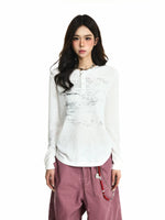 Textured Graphic Henley Long Sleeve T-Shirt 2