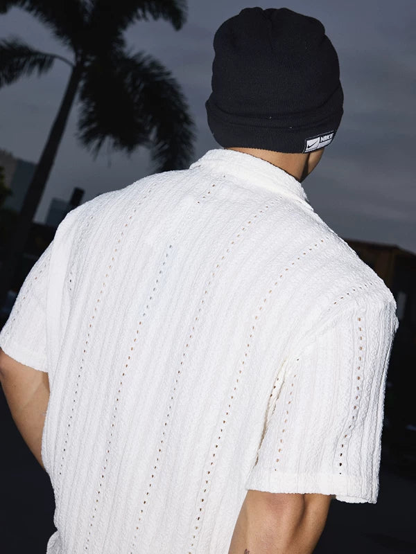 Textured Hollow-Out Short Sleeve Shirt 4