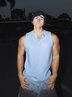 Textured Knit Henley Sleeveless Vest 1