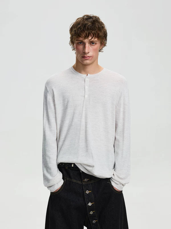 ,5976278701036,5976278701037,5976278701038,5976278701039, Textured Linen Blend Henley Knit Sweater