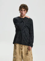 Textured Linen Blend Henley Knit Sweater 3