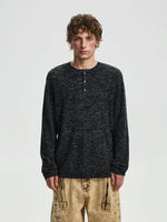 5976278701032,5976278701033,5976278701034,5976278701035, Textured Linen Blend Henley Knit Sweater