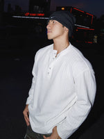 Textured Long Sleeve Henley Shirt 1