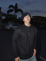 Textured Long Sleeve Henley Shirt 3