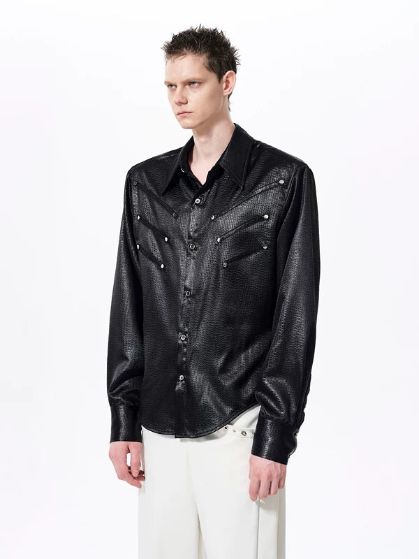 Textured Long Sleeve Shirt with Pads 3