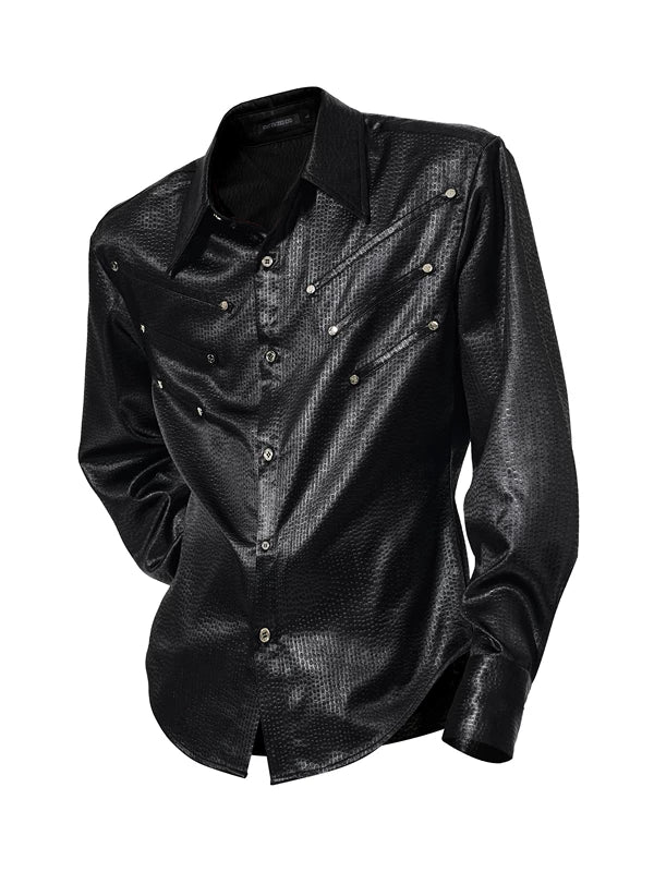 Textured Long Sleeve Shirt with Pads 5
