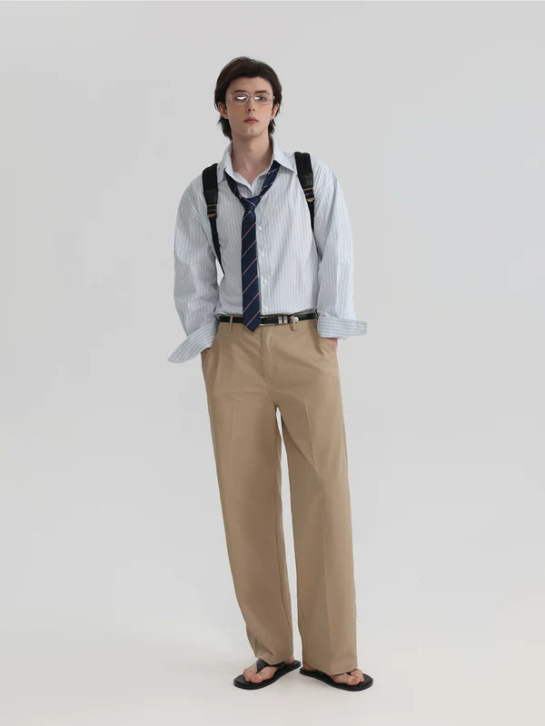 Textured Loose Straight Leg Pants 2