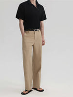 Textured Loose Straight Leg Pants 3
