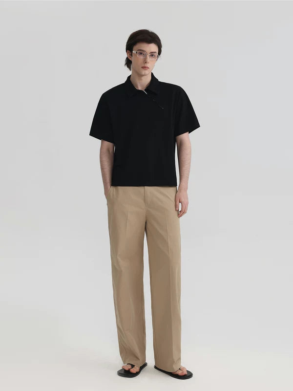 Textured Loose Straight Leg Pants 5