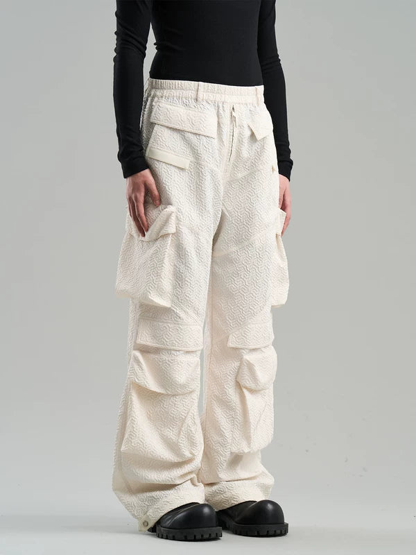 Textured Oversized Cargo Pants with Pockets 3