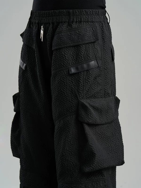 Textured Oversized Cargo Pants with Pockets 4
