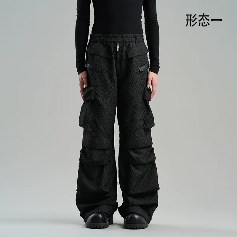 5003463096250,5003463096251,5003463096252,5003463096253, Textured Oversized Cargo Pants with Pockets