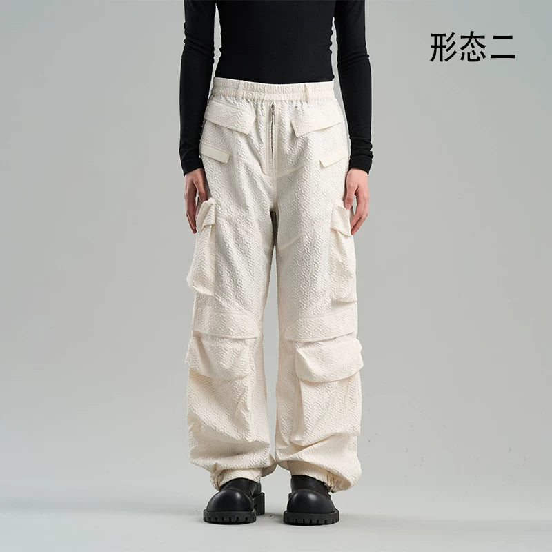 5003463096254,5003463096255,5003463096256,5003463096257, Textured Oversized Cargo Pants with Pockets