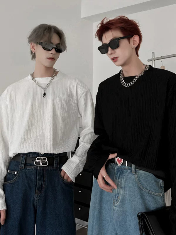 Textured Oversized Long Sleeve T-Shirt 2