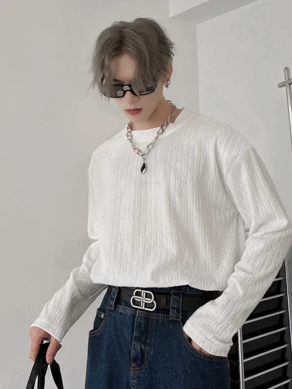 Textured Oversized Long Sleeve T-Shirt 3