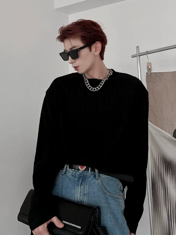 Textured Oversized Long Sleeve T-Shirt 4