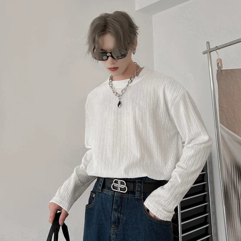 4911126593795,4911126593786,4911126593792,4911126593789, Textured Oversized Long Sleeve T-Shirt