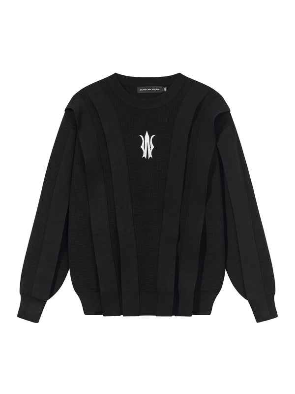 Textured Pattern Crew Neck Knit Sweater 5