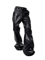 Textured PU Leather Flared Pants 5