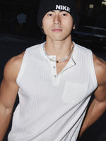Textured Ribbed Henley Tank Vest 3