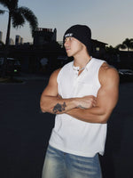 Textured Ribbed Henley Tank Vest 5