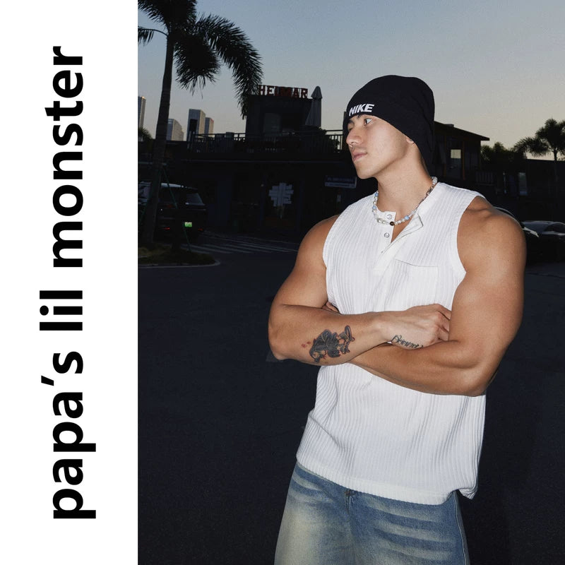 6048887072927,6048887072928,6048887072929,6048887072930, Textured Ribbed Henley Tank Vest