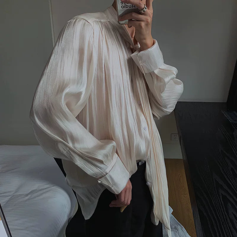 Textured Ribbon Detail Button-Down Shirt 2