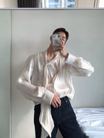 Textured Ribbon Detail Button-Down Shirt 3