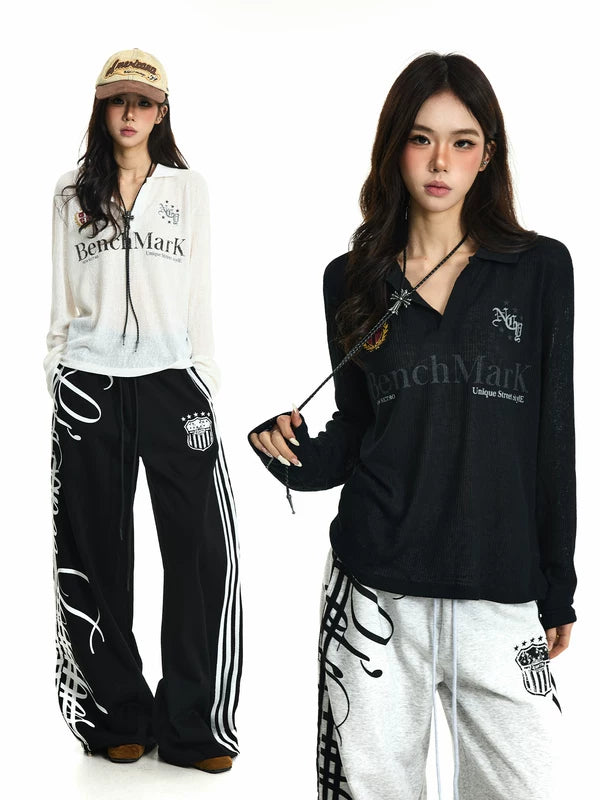 Textured Sheer Henley Long Sleeve T-Shirt 1