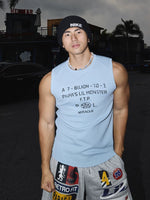 Textured Slogan Graphic Sleeveless Vest 1