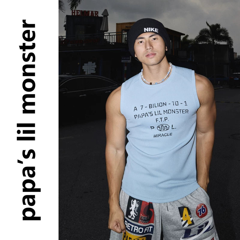 6071088404963,6071088404964,6071088404965, Textured Slogan Graphic Sleeveless Vest