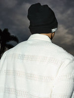 Textured Striped Hollow-Out Collar Shirt 4