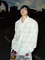 Textured Striped Hollow-Out Collar Shirt 5