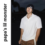 6068682820013,6068682820014,6068682820015,6068682820016, Textured Vertical Stripe Short-Sleeve Polo Shirt