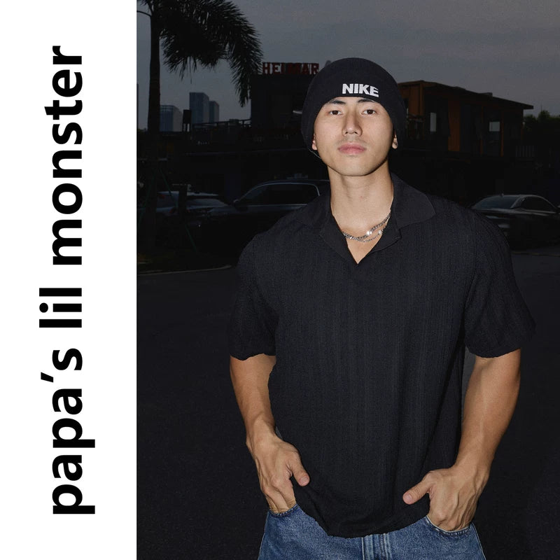 6250061870691,6250061870693,6250061870695,6250061870697, Textured Vertical Stripe Short-Sleeve Polo Shirt