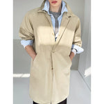 Thin Mid-Length Trench Coat with Wire Collar 2