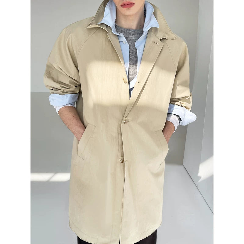 Thin Mid-Length Trench Coat with Wire Collar 2